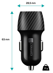 CONNECT IT InCarz QUICK CHARGE 3.0 nabíječka do auta, 1x USB-A, 3 A, CARBON