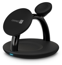CONNECT IT MultiCharge 3 v 1 MagSafe Wireless Fast Charge bezdrátová nabíječka, ČERNÁ