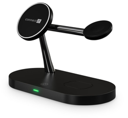 CONNECT IT MultiCharge 5 v 1 MagSafe Wireless Fast Charge bezdrátová nabíječka, ČERNÁ
