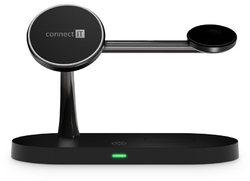 CONNECT IT MultiCharge 5 v 1 MagSafe Wireless Fast Charge bezdrátová nabíječka, ČERNÁ