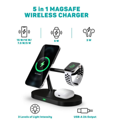 CONNECT IT MultiCharge 5 v 1 MagSafe Wireless Fast Charge bezdrátová nabíječka, ČERNÁ