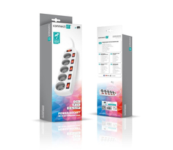 CONNECT IT prodlužovací kabel , 5 zásuvek, 2 m, s vypínači (bílá)
