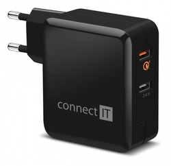 Connect IT Quick Charge 3.0, 2x USB (3,4A), černý