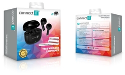 CONNECT IT True Wireless SonicBass sluchátka do uší s mikrofonem, ČERNÁ