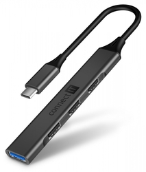 Connect IT USB-C hub, (1xUSB-A 3.0, 3xUSB-A 2.0), externí, antracitový