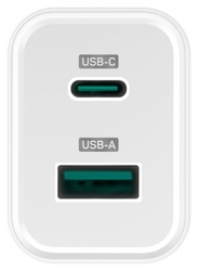 CONNECT IT Wanderer2 GaN nabíjecí adaptér 1×USB-C + 1xUSB-A, 33W PD, bílá