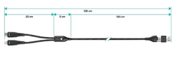 CONNECT IT Wirez 4in1 1x USB-C, 1x Lightning, 1,25 m, ČERNÝ