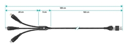 CONNECT IT Wirez 6in1 2x USB-C, 1x Lightning, 1,25 m, ČERNÝ
