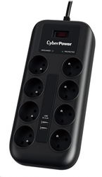 CyberPower Surge Buster™ 8 zásuvek,2xUSB, 1.8m