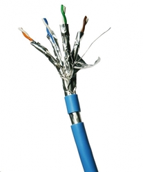 DATACOM F/FTP drát CAT6A LSOH,Eca 500m cívka, plášť modrý