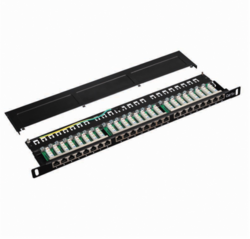 DATACOM Patch panel 19" STP 24 port CAT5E LSA 0.5U BK (3x8p)