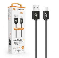 Datový kabel ALIGATOR POWER 3A, USB-C , 1m černý