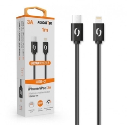 Datový kabel ALIGATOR POWER 3A, USB-C/Lightning, 1m černý