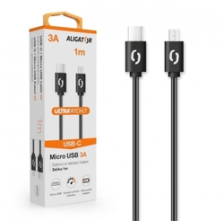 Datový kabel ALIGATOR POWER 3A, USB-C/micro USB 1m černý