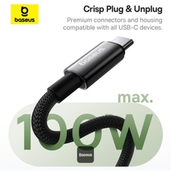 Datový magnetický kabel Baseus Tungsten Gold USB-C/USB-C 1m 100W černý