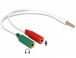 Delock adaptér sluchátek 1 x 3.5mm 4 pin Stereo jack samec > 2 x 3.5mm 3 pin Stereo jack samice (iPhone) (65447)