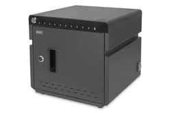 DIGITUS mobilní stolní nabíjecí skříňka pro tablety do 14 palců, 10 zařízení. UV-C, USB-C