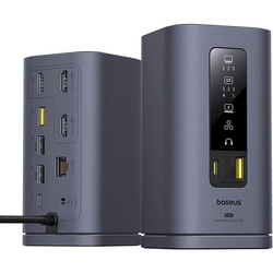 Dokovací stanice 11v1 Baseus Spacemate 100W 2xUSB-C, 4xUSB, 3xHDMI, 1xRJ45, 3,5mm jack šedá