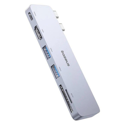 Dokovací stanice 6v1 Baseus Ultra Joy 100W 1xUSB-C, 2xUSB, 1xHDMI, SD/microSD slot šedá