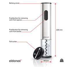 ELDONEX WineSpin Premium elektrický otvírák na víno, STŘÍBRNÝ