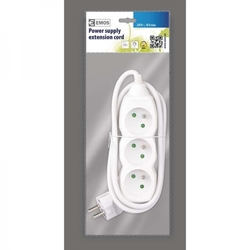 Prodlužovací kabel 1,5 m / 3 zásuvky / bílý / PVC / 1 mm2