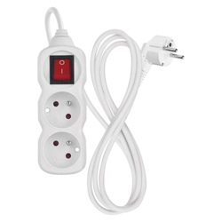 Emos prodlužovací kabel 1,4 m / 2 zásuvky / s vypínačem / bílý / PVC / 1 mm2