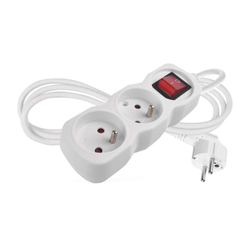 Emos prodlužovací kabel 1,4 m / 2 zásuvky / s vypínačem / bílý / PVC / 1 mm2