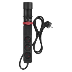 Emos prodlužovací kabel 1,5m /3 zásuvky/vypínač/uchycení na stůl/USB/černý/PVC/1,5mm2 