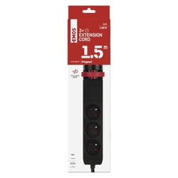 Emos prodlužovací kabel 1,5m /3 zásuvky/vypínač/uchycení na stůl/USB/černý/PVC/1,5mm2 