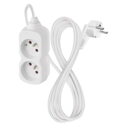 Emos prodlužovací kabel 2 m / 2 zásuvka / bílý / PVC / 1 mm2