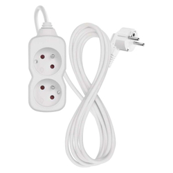 Emos prodlužovací kabel 2 m / 2 zásuvka / bílý / PVC / 1 mm2