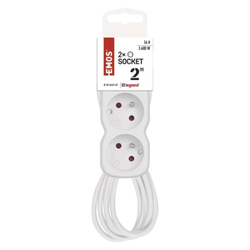 Emos prodlužovací kabel 2 m / 2 zásuvka / bílý / PVC / 1 mm2