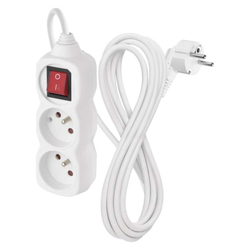 Emos prodlužovací kabel 3 m / 2 zásuvky / s vypínačem / bílý / PVC / 1 mm2