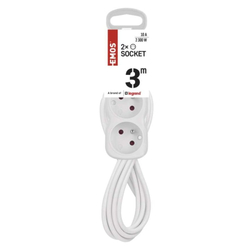 Emos prodlužovací kabel 3 m / 2 zásuvky / s vypínačem / bílý / PVC / 1 mm2