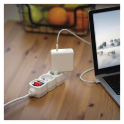Emos prodlužovací kabel 3 m / 2 zásuvky / s vypínačem / bílý / PVC / 1 mm2