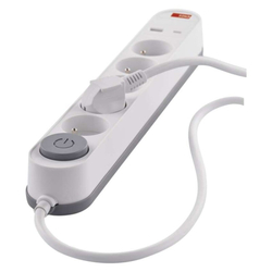 Emos prodlužovací kabel 3 m / 5 zásuvky / s vypínačem / bílý / 1×USB-A + 1×USB-C / 1,5 mm2