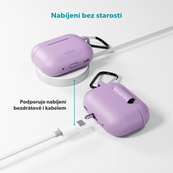 Epico silikonové pouzdro s karabinou | AirPods Pro 3 | fialová | bezpečnostní karabina