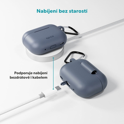 Epico silikonové pouzdro s karabinou | AirPods Pro 3 | modro-šedá | bezpečnostní karabina