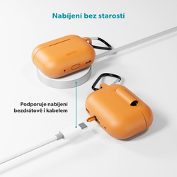 Epico silikonové pouzdro s karabinou | AirPods Pro 3 | oranžová | bezpečnostní karabina