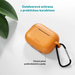 Epico silikonové pouzdro s karabinou | AirPods Pro 3 | oranžová | bezpečnostní karabina
