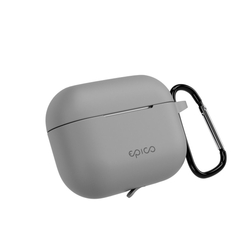 Epico silikonové pouzdro s karabinou | AirPods Pro 3 | šedá | bezpečnostní karabina