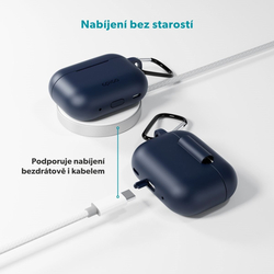 Epico silikonové pouzdro s karabinou | AirPods Pro 3 | tmavě modrá | bezpečnostní karabina