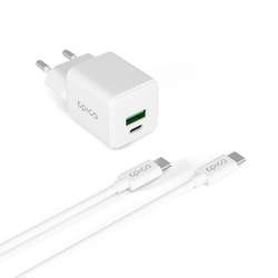 Epico UltraBoost EA10 20W GaN Wall Charger Bundle with USB-C to USB-C 1.2m Cable - bílá