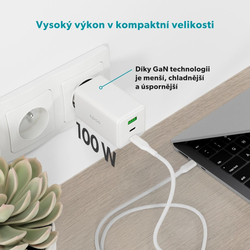 Epico UltraBoost GaN 100W síťová rychlonabíječka EA100 - bílá