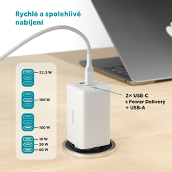 Epico UltraBoost GaN 100W Wall Charger EA100 with 1.2m USB-C Cable - bílá