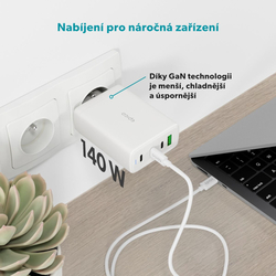 Epico UltraBoost GaN 140W síťová rychlonabíječka EA140 - bílá