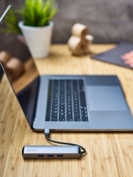 Epico USB-C HUB SLIM (4K HDMI & Ethernet) - silver, black cable