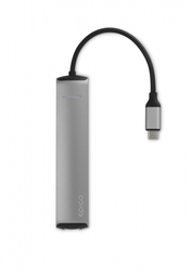 Epico USB-C HUB SLIM (4K HDMI & Ethernet) - silver, black cable