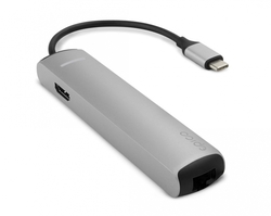 Epico USB-C HUB SLIM (4K HDMI & Ethernet) - silver, black cable