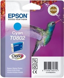 Epson T0802 Cyan CLARIA 7,4ml pro Stylus Photo PX650,PX700W,PX710W,PX800FW,PX810FW,R265,R285,R360,RX585,RX68 - originální